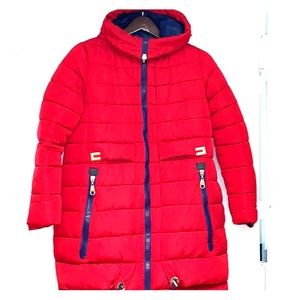 HANLISI EXTRA WARM QUILTED PUFFER COAT IN RED
